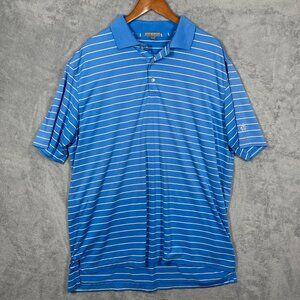 Peter Millar XL Summer Comfort Blue Striped Polo shirt Lightweight Mens Golf